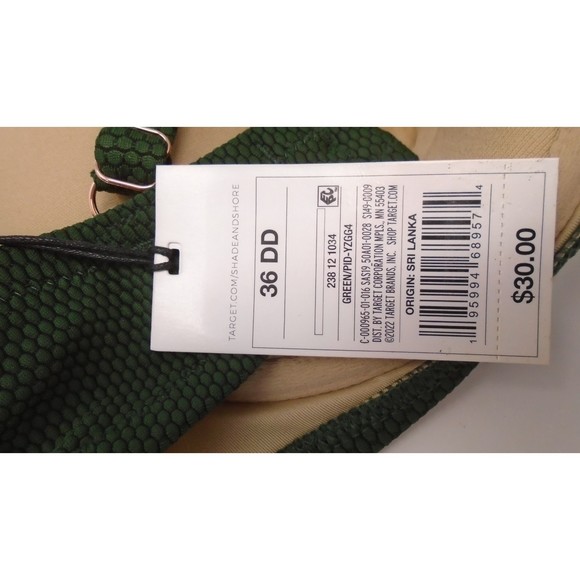 New with Tags 36DD Shade & Shore Forest Green Swimsuit Top - Picture 5 of 5